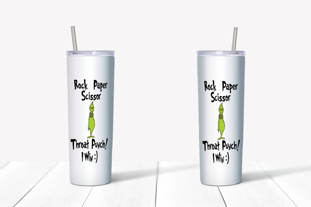 Grinch Rock Paper Scissors Tumbler