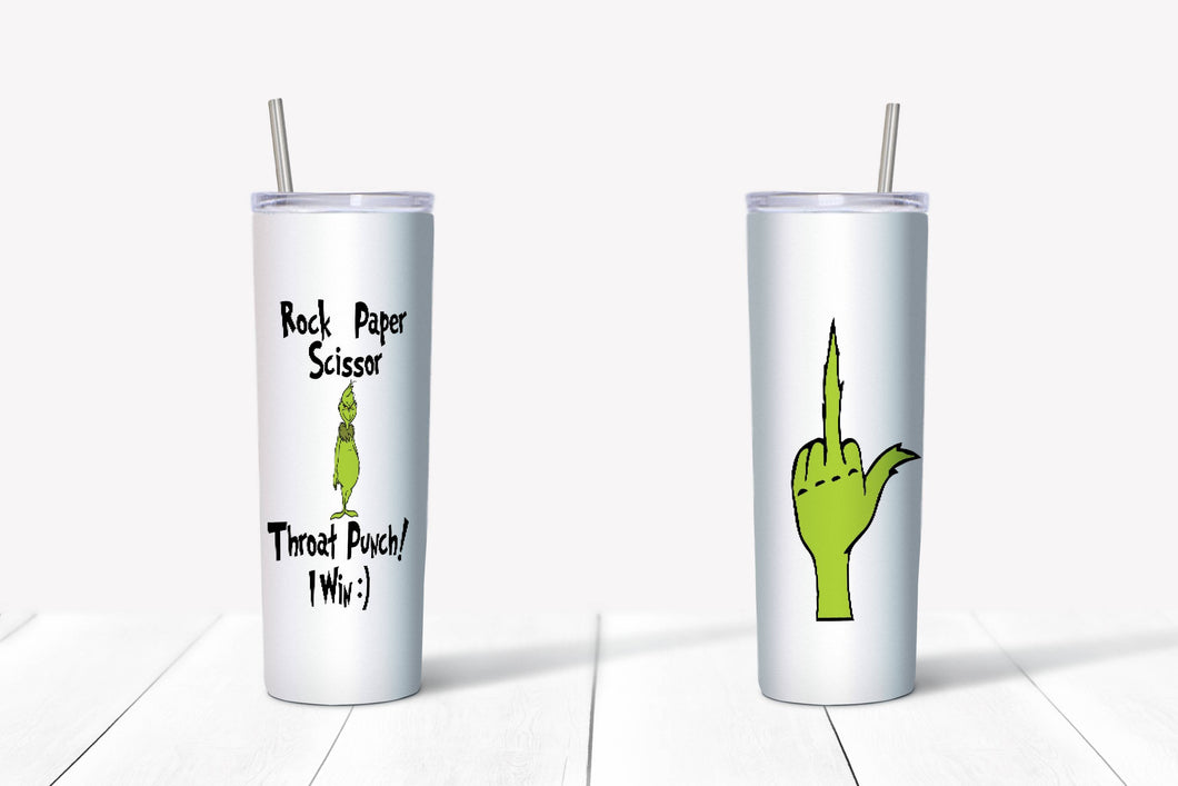 Grinch Rock Paper Scissors with Finger tumbler